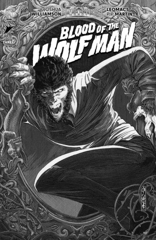 Universal Monsters Blood Of The Wolf Man #3 (Of 4) Cover D 1 in 25 Evan Cagle Black & White Classic Horror Variant